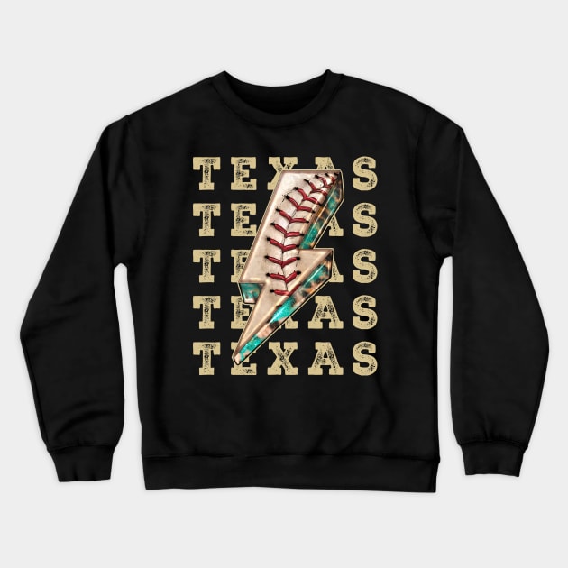Aesthetic Design Texas Gifts Vintage Styles Baseball Crewneck Sweatshirt by QuickMart